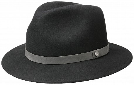 Klobouk Traveller Woolfelt Lierys černý s šedou stuhou
